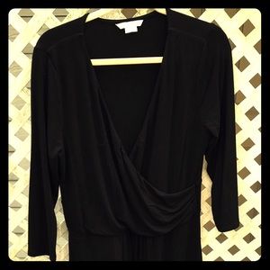 Wrap Black Dress with 3/4 length sleeve Size 14